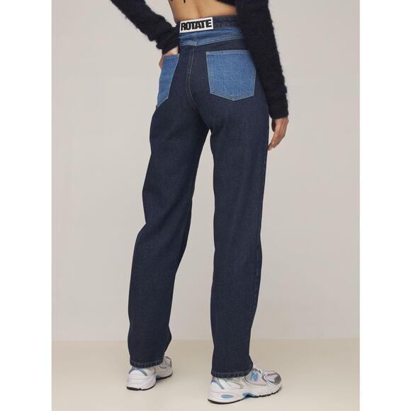Rotate Birger Christensen Betty Contrast Colorblock High-Waisted Straight Jeans - Picture 1 of 15